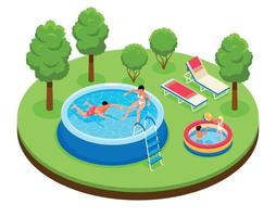 composição de piscina ao ar livre vetor