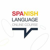 logotipo icônico do curso de idiomas on-line de espanhol. língua espanola falando fluentemente. conceito de logotipo de educação online. ilustração vetorial vetor