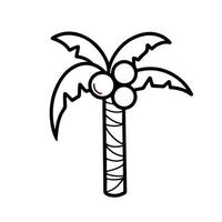 ilustração vetorial de ícone de coqueiro monocromático preto e branco isolada em fundo quadrado branco com contorno simples, ousado e plano e estilo de arte de desenho. vetor