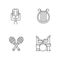 instrumentos musicais da banda conjunto de ícones lineares perfeitos vetor