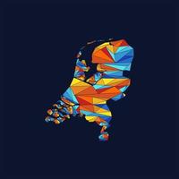 mapa Holanda design de ilustração de estilo de polígono colorido vetor