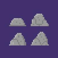 ícones de pixel. coleção de pedras. pedra. conceito de ícone ou símbolo. recursos do jogo vetor