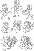 emoções emoticons leão alegria férias personagem de estilo de desenho animado vetor
