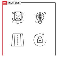 Pacote de 4 linhas de interface de usuário de sinais e símbolos modernos de elementos de design de vetores editáveis de estratégia de festa de estrada de alto-falante