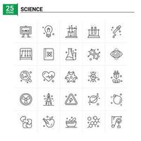 Conjunto de ícones de 25 ciências. vetor de fundo