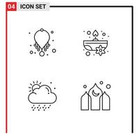 pacote de interface do usuário de 4 cores planas básicas de linha preenchida de acessórios colar de neve arquitetura de spa elementos de design de vetores editáveis