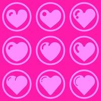 conjunto de ícone de vetor de coração. ilustração em vetor coração dia dos namorados. design de elemento de coração rosa gradiente brilhante. coleção de recursos gráficos de corações