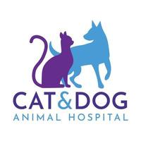 desenho de gato e cachorro, logotipo de hospital de animais vetor