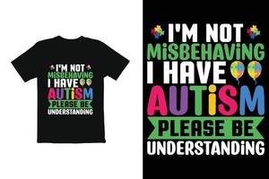 vetor de design de camiseta do dia mundial do autismo. gráficos de camiseta para camisa de caneca etc