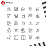 pacote de ícones vetoriais de estoque de 25 sinais e símbolos de linha para construção hidrelétrica casamento amor elementos de design de vetores editáveis