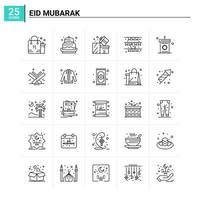 25 eid mubarak icon set vector background