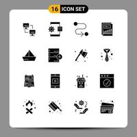conjunto de 16 sinais de símbolos de ícones de interface do usuário modernos para elementos de design de vetores editáveis de crescimento de processo de renda de barco