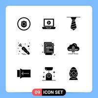pacote de ícones vetoriais de estoque de 9 sinais e símbolos de linha para artigos de notícias de roupas baseadas em nuvem, elementos de design de vetores editáveis