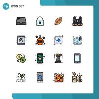 16 interface do usuário pacote de linhas preenchidas com cores planas de sinais e símbolos modernos de móveis vivos austrália mesa esporte elementos de design de vetores criativos editáveis