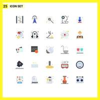 grupo de 25 sinais e símbolos de cores planas para elementos de design de vetores editáveis de aniversário de engrenagem de torre de negócios de seta