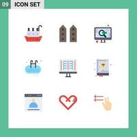 9 ícones criativos sinais modernos e símbolos de elementos de design de vetores editáveis de busca de escada de loja de piscina