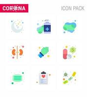 pacote de 25 ícone azul de prevenção de contaminação por vírus corona covid19, como proteção de órgão de limpeza de luva, coronavírus viral humano 2019nov elementos de design de vetor de doença