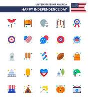 dia da independência dos eua conjunto plano de 25 pictogramas dos eua de distintivo de estrela família ocidental americana editável elementos de design do vetor do dia dos eua