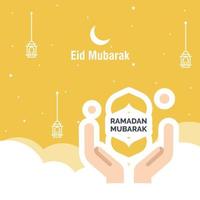 modelo de saudação ramadan kareem caligrafia islâmica e ilustração em vetor lanterna árabe traduzida ramadan generoso