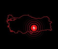 terremoto no leste da turquia. grande terremoto no mapa. vetor