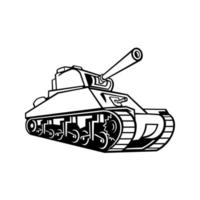 mascote m4 sherman tanque médio preto e branco