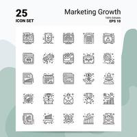 25 conjunto de ícones de crescimento de marketing 100 eps editáveis 10 arquivos de conceito de logotipo de negócios idéias de design de ícone de linha vetor