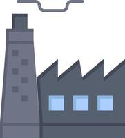 modelo de banner de ícone de vetor de ícone de cor plana de indústria de construção de fábrica de construção