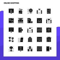 25 conjunto de ícones de compras on-line modelo de ilustração vetorial de ícone de glifo sólido para web e ideias móveis para empresa de negócios vetor