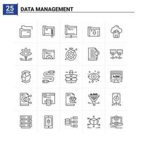 25 conjunto de ícones de gerenciamento de dados de fundo vetorial vetor