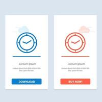 assista o relógio temporizador azul e vermelho baixe e compre agora modelo de cartão de widget da web vetor