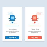 poltrona braço cadeira de negócios mobília escritório azul e vermelho baixe e compre agora modelo de cartão de widget da web vetor