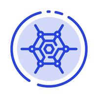 ícone de linha pontilhada azul de tecnologia de rede descentralizada vetor