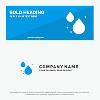 banner de site de ícone sólido de primavera de gota d'água e modelo de logotipo de negócios vetor