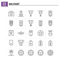 25 conjunto de ícones militares de fundo vetorial vetor