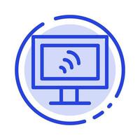 ícone da linha pontilhada azul do serviço wi-fi do computador vetor