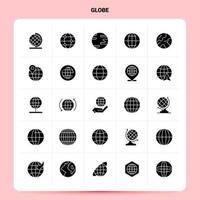 conjunto de ícones do globo sólido 25 design de estilo de glifo vetorial conjunto de ícones pretos web e design de ideias de negócios móveis ilustração em vetor