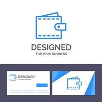 cartão de visita criativo e modelo de logotipo interface de finanças de negócios ilustração em vetor carteira de usuário