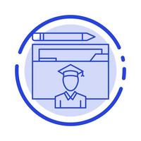 avatar educação pós-graduação estudioso linha pontilhada azul linha ícone vetor