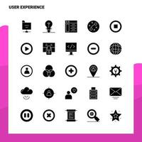 25 conjunto de ícones de experiência do usuário modelo de ilustração vetorial de ícone de glifo sólido para web e ideias móveis para empresa de negócios vetor