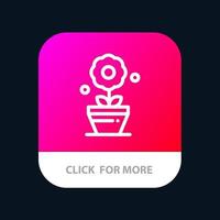 botão de aplicativo móvel de flor de crescimento de planta versão de linha android e ios vetor