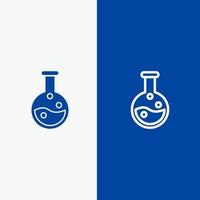 linha de laboratório de educação e ícone sólido de glifo banner azul linha e ícone sólido de glifo banner azul vetor