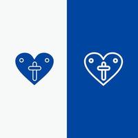 coração amor páscoa ama linha e glifo ícone sólido banner azul linha e glifo ícone sólido banner azul vetor