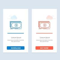 transferência de fundos de dinheiro dólar azul e vermelho baixe e compre agora modelo de cartão de widget da web vetor