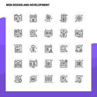 conjunto de ícones de linha de design e desenvolvimento da web conjunto 25 ícones design de estilo de minimalismo vetorial conjunto de ícones pretos pacote de pictograma linear vetor