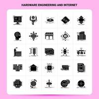 sólido 25 engenharia de hardware e conjunto de ícones da internet design de estilo glifo vetorial conjunto de ícones pretos conjunto de ideias de negócios móveis e web design ilustração vetorial vetor