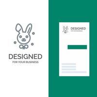 coelho de páscoa coelho design de logotipo cinza e modelo de cartão de visita vetor