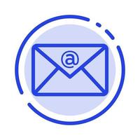 caixa de entrada de e-mail ícone de linha pontilhada azul de e-mail