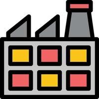 modelo de banner de ícone de vetor de ícone de cor plana de indústria de fábrica de construção