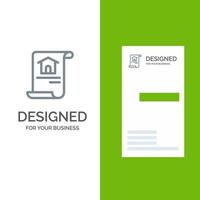 documento de construção construção residencial design de logotipo cinza e modelo de cartão de visita vetor