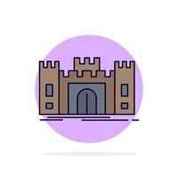 vetor de ícone de cor plana de marco de fortaleza de defesa de castelo